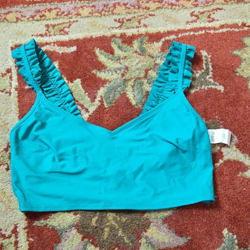Aerie NWT Scoop Ruffle Bikini Top